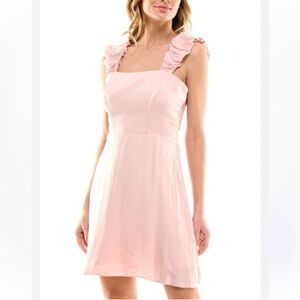 SOCIALITE Pink Ruffle Strap Mini Dress size Large NEW